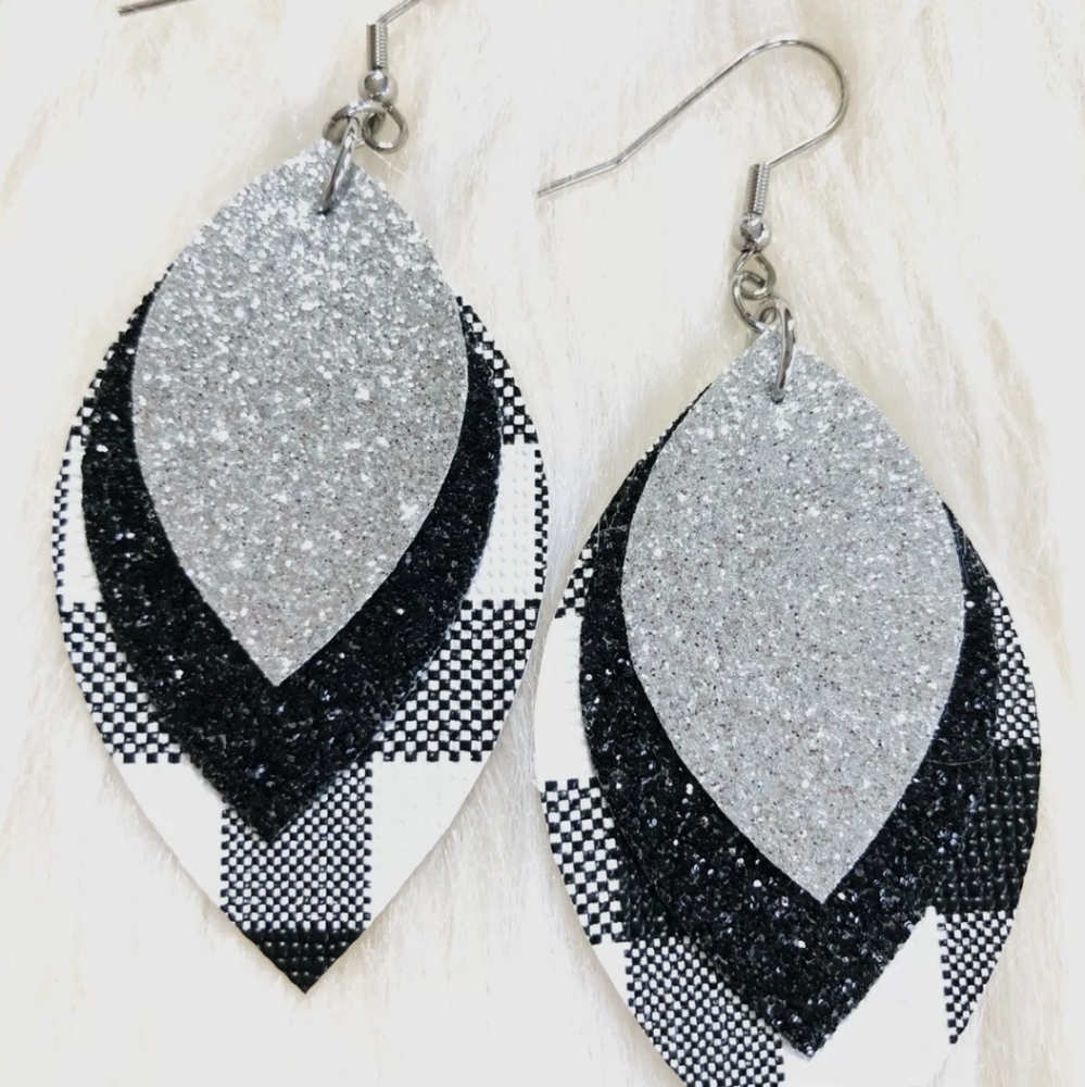 COPY - White and Black Buffalo Plaid Earrings